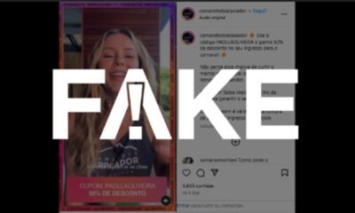 É #FAKE post que usa vídeo de Paolla Oliveira para anunciar desconto de 50% em camarote no Carnaval 2025; trata-se de golpe | Fato ou Fake